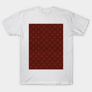 Red Christmas Stars on Dark Red Burlap Cloth T-Shirt